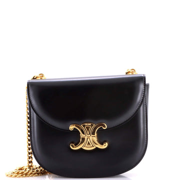 Celine Triomphe Besace Clea Chain Flap Bag Leather