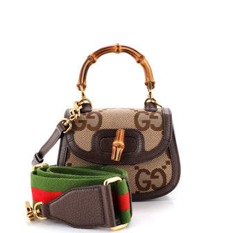 Gucci Bamboo 1947 Top Handle Bag Jumbo GG Canvas Mini