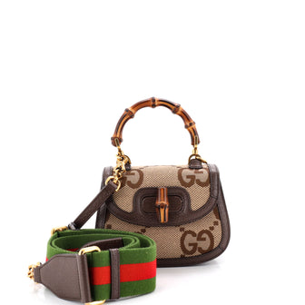 Gucci Bamboo 1947 Top Handle Bag Jumbo GG Canvas Mini