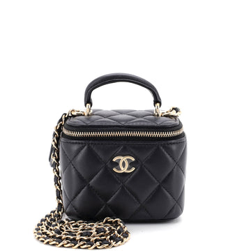 Chanel Classic Top Handle Vanity Case with Chain Quilted Lambskin Mini