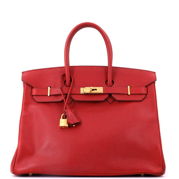Hermes Birkin Handbag Rouge Garance Vache Liegee with Gold Hardware 35