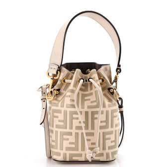 Fendi Mon Tresor Bucket Bag Zucca Embossed Leather Mini