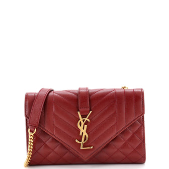Saint Laurent Classic Monogram Envelope Satchel Mixed Matelasse Leather Small