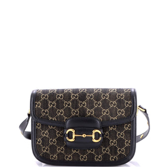 Gucci Horsebit 1955 Shoulder Bag GG Denim Small