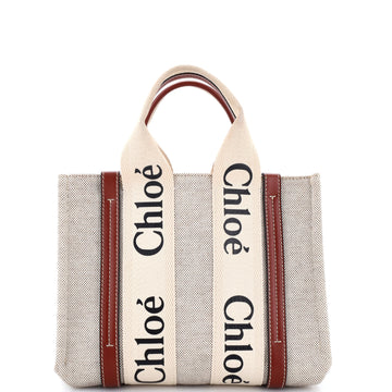 Chloe Woody Tote Canvas with Leather Small