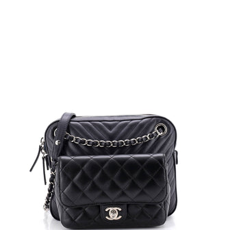 Chanel Paris-Hamburg Double Camera Case Bag Chevron and Diamond Quilted Calfskin Small