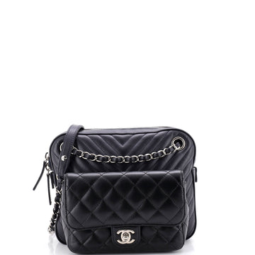 Chanel Paris-Hamburg Double Camera Case Bag Chevron and Diamond Quilted Calfskin Small