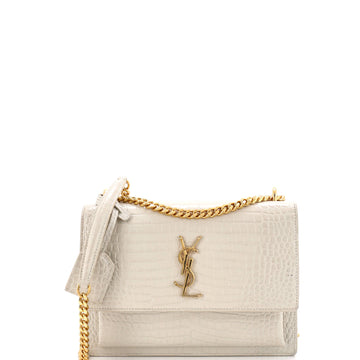 Saint Laurent Sunset Crossbody Bag Crocodile Embossed Leather Medium