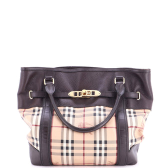 Burberry Golderton Tote Haymarket Coated Canvas and Leather Medium
