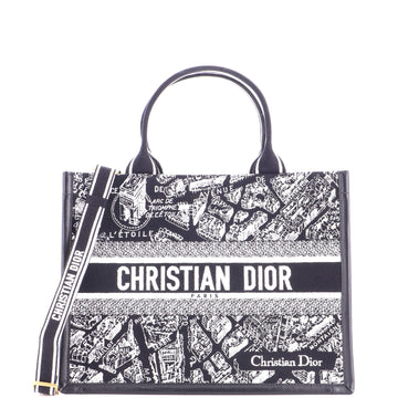 Christian Dior Book Tote with Strap Embroidered Canvas Medium