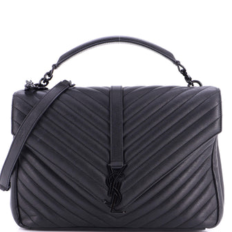 Saint Laurent Classic Monogram College Bag Matelasse Chevron Leather Large