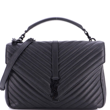 Saint Laurent Classic Monogram College Bag Matelasse Chevron Leather Large