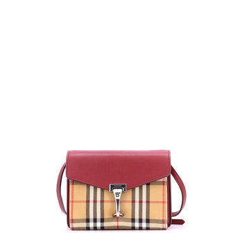 Burberry Macken Crossbody Bag Leather and Vintage Check Canvas Baby