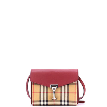 Burberry Macken Crossbody Bag Leather and Vintage Check Canvas Baby
