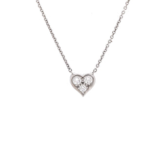Tiffany & Co. Heart 3 Diamond Pendant Necklace Platinum with Diamonds