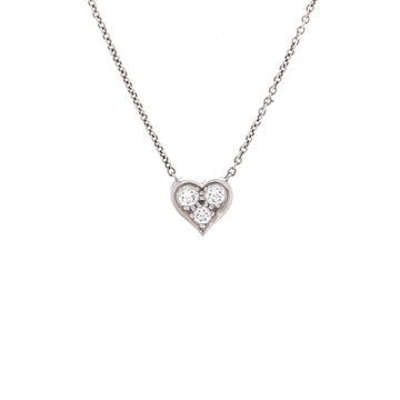 Tiffany & Co. Heart 3 Diamond Pendant Necklace Platinum with Diamonds