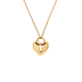 Tiffany & Co. Heart Lock Pendant Necklace 18K Yellow Gold