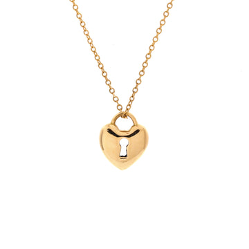 Tiffany & Co. Heart Lock Pendant Necklace 18K Yellow Gold