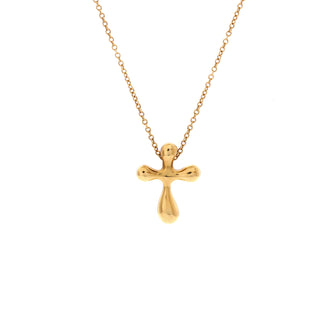 Tiffany & Co. Elsa Peretti Cross Pendant Necklace 18K Yellow Gold Small