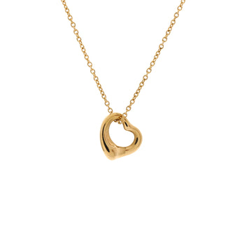 Tiffany & Co. Elsa Peretti Open Heart Pendant Necklace 18K Yellow Gold 11mm