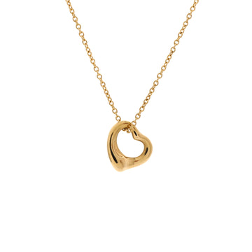 Tiffany & Co. Elsa Peretti Open Heart Pendant Necklace 18K Yellow Gold 11mm
