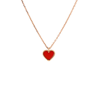 Van Cleef & Arpels Sweet Alhambra Heart Pendant Necklace 18K Rose Gold and Carnelian
