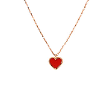 Van Cleef & Arpels Sweet Alhambra Heart Pendant Necklace 18K Rose Gold and Carnelian