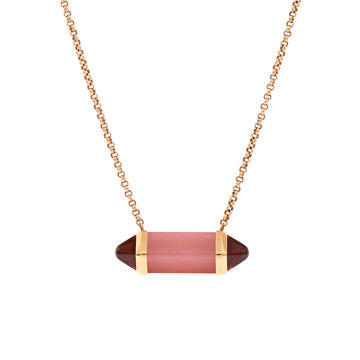 Cartier Les Berlingots de Cartier Pendant Necklace 18K Rose Gold with Pink Chalcedony and Garnets Medium