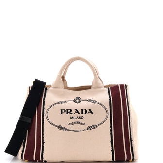 Prada Canapa Convertible Tote Printed Canvas Large