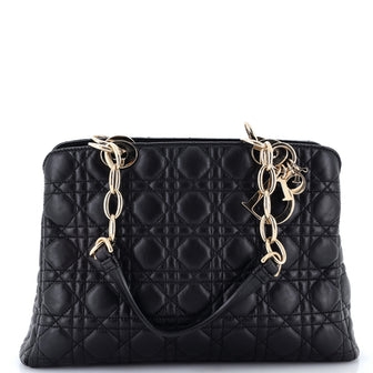 Christian Dior Soft Zipped Shopping Tote Cannage Quilt Lambskin Medium