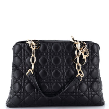 Christian Dior Soft Zipped Shopping Tote Cannage Quilt Lambskin Medium