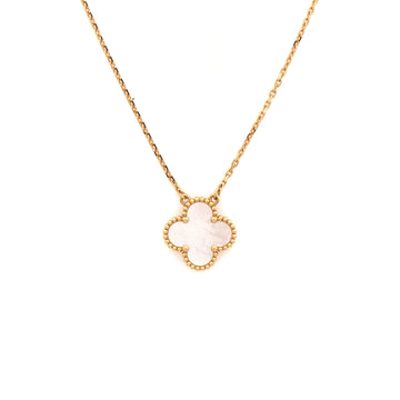 Van Cleef & Arpels Vintage Alhambra Pendant Necklace 18K Yellow Gold and Mother of Pearl