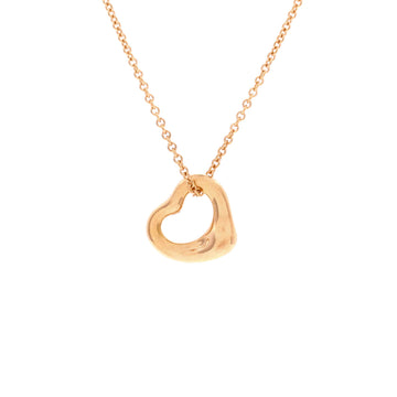 Tiffany & Co. Elsa Peretti Open Heart Pendant Necklace 18K Rose Gold 11mm