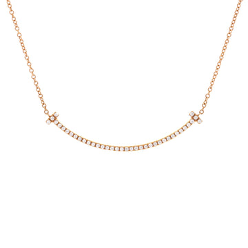 Tiffany & Co. T Smile Pendant Necklace 18K Rose Gold with Diamonds Small