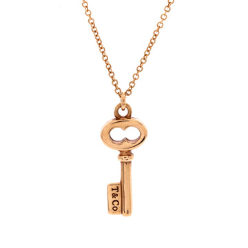 Tiffany & Co. Key Pendant Necklace 18K Rose Gold Mini
