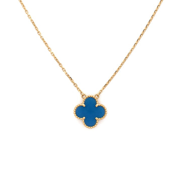 Van Cleef & Arpels Vintage Alhambra Pendant Necklace 18K Yellow Gold and Agate