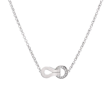 Cartier Agrafe Pendant Necklace 18K White Gold with Diamonds