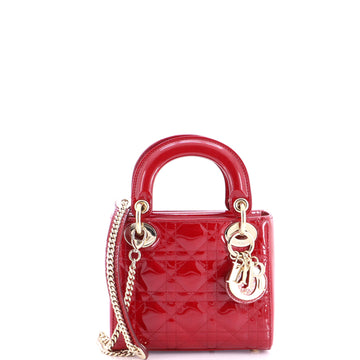 Christian Dior Lady Dior Chain Bag Cannage Quilt Patent Mini