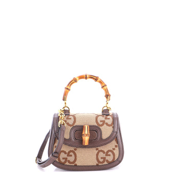 Gucci Bamboo 1947 Top Handle Bag Jumbo GG Canvas Mini