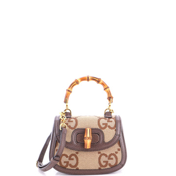 Gucci Bamboo 1947 Top Handle Bag Jumbo GG Canvas Mini