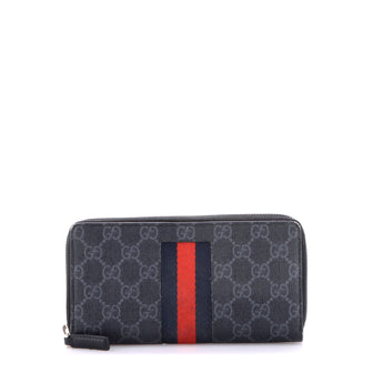 Gucci Web Zip Around Wallet GG Coated Canvas