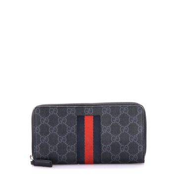 Gucci Web Zip Around Wallet GG Coated Canvas