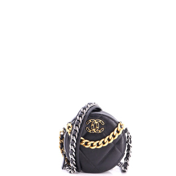 Chanel 19 Round Clutch with Chain Quilted Leather