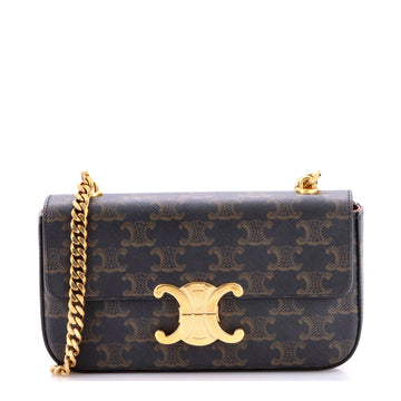Celine Triomphe Chain Shoulder Bag Triomphe Coated Canvas Small