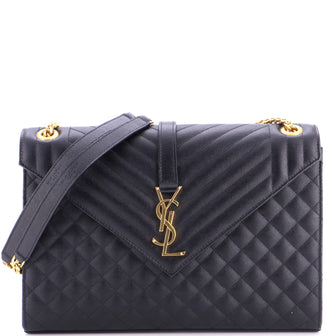 Saint Laurent Classic Monogram Envelope Satchel Mixed Matelasse Leather Large