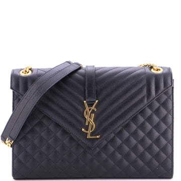 Saint Laurent Classic Monogram Envelope Satchel Mixed Matelasse Leather Large