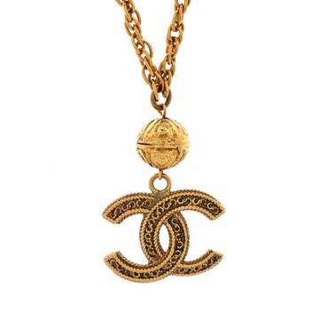 Chanel Vintage Medallion CC Drop Pendant Necklace Metal
