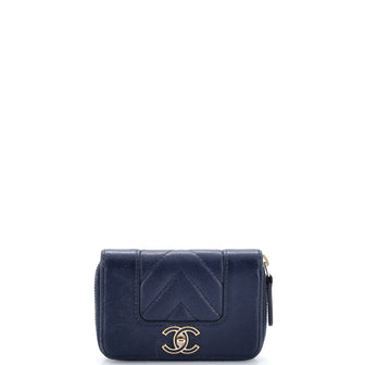 Chanel Mademoiselle Vintage Zip Coin Purse Chevron Caviar Small