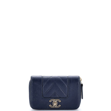 Chanel Mademoiselle Vintage Zip Coin Purse Chevron Caviar Small