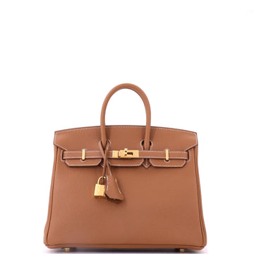 Hermes Birkin Handbag Brown Togo with Gold Hardware 25